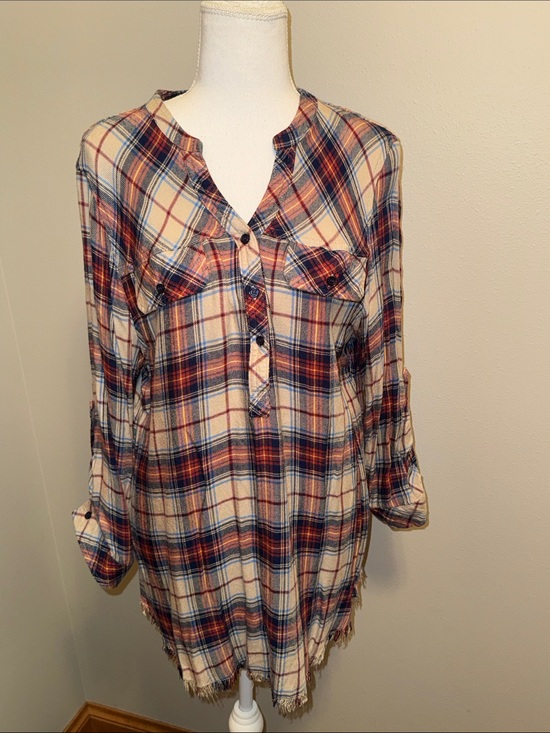 Hester & Orchard Tops - New Women’s Plaid Knit Long Sleeve Tunic Top - Large